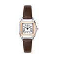 Relógio Feminino Marrom Boxy Romain Pulseira Couro Marrom e Números Romanos