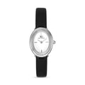 Relógio Vintage Feminino Oval Versailles Pulseira Couro Preto
