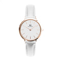 Relógio Feminino Branco Pulseira De Couro Queens Rosé Gold 32mm