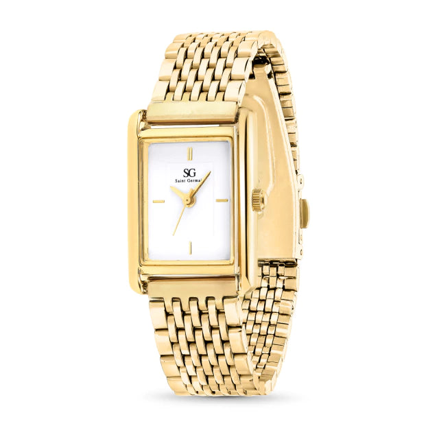 Relógio Feminino Dourado Retangular Square Astoria com Caixa Dourada
