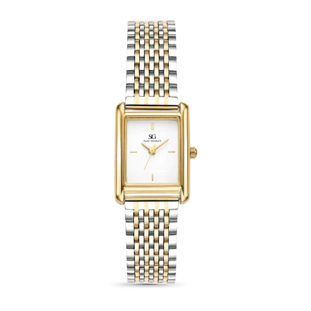 Relógio Dourado e Prata Feminino Square Astoria