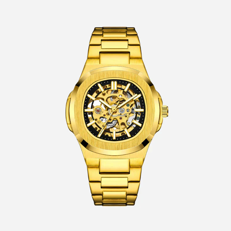Relógio Masculino Dourado Royal Skeleton