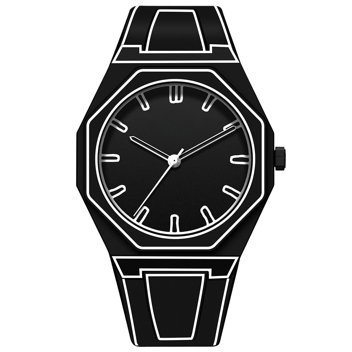 Relógio Minimalista Preto Kiva Skeleton
