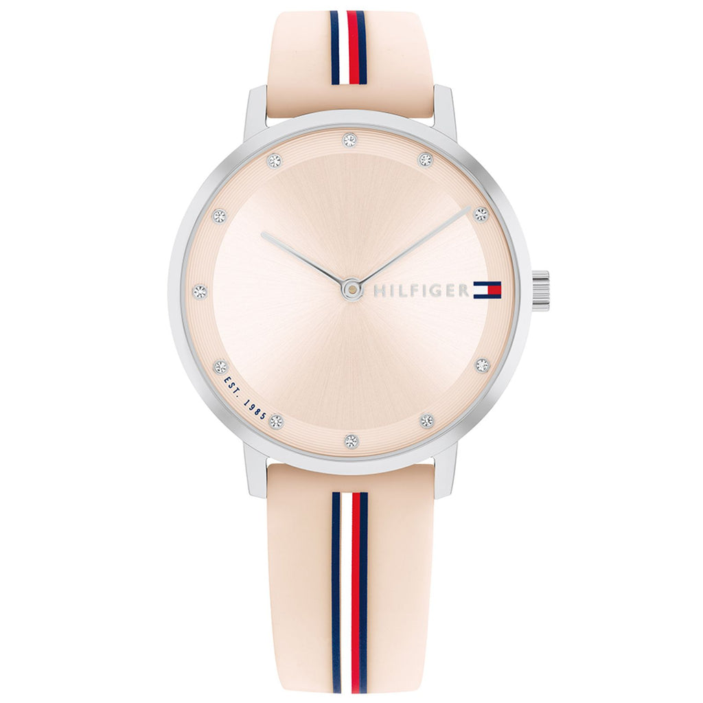 Relógio Feminino Tommy Hilfiger Borracha Rosa Com Listras