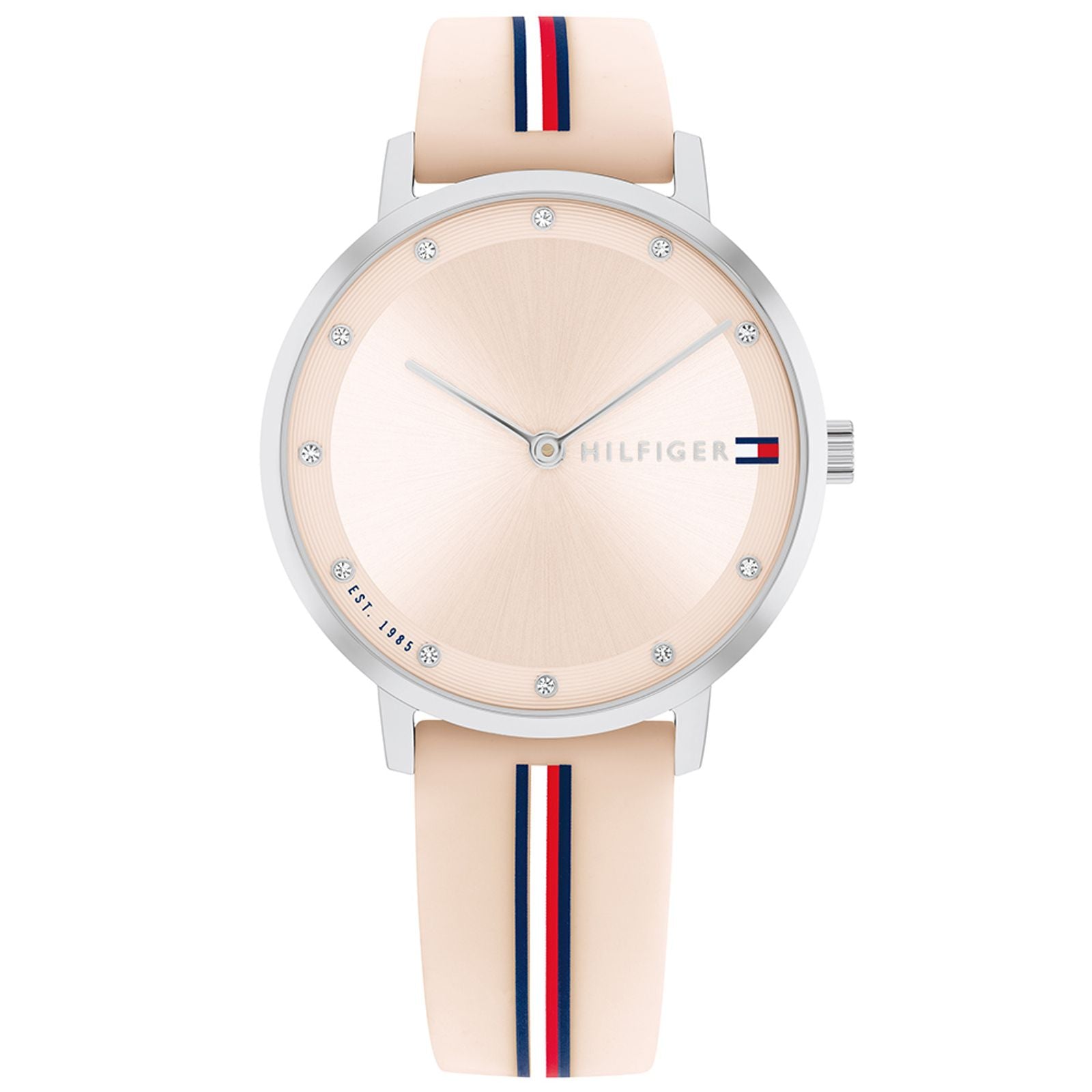 Relógio Feminino Tommy Hilfiger Borracha Rosa Com Listras