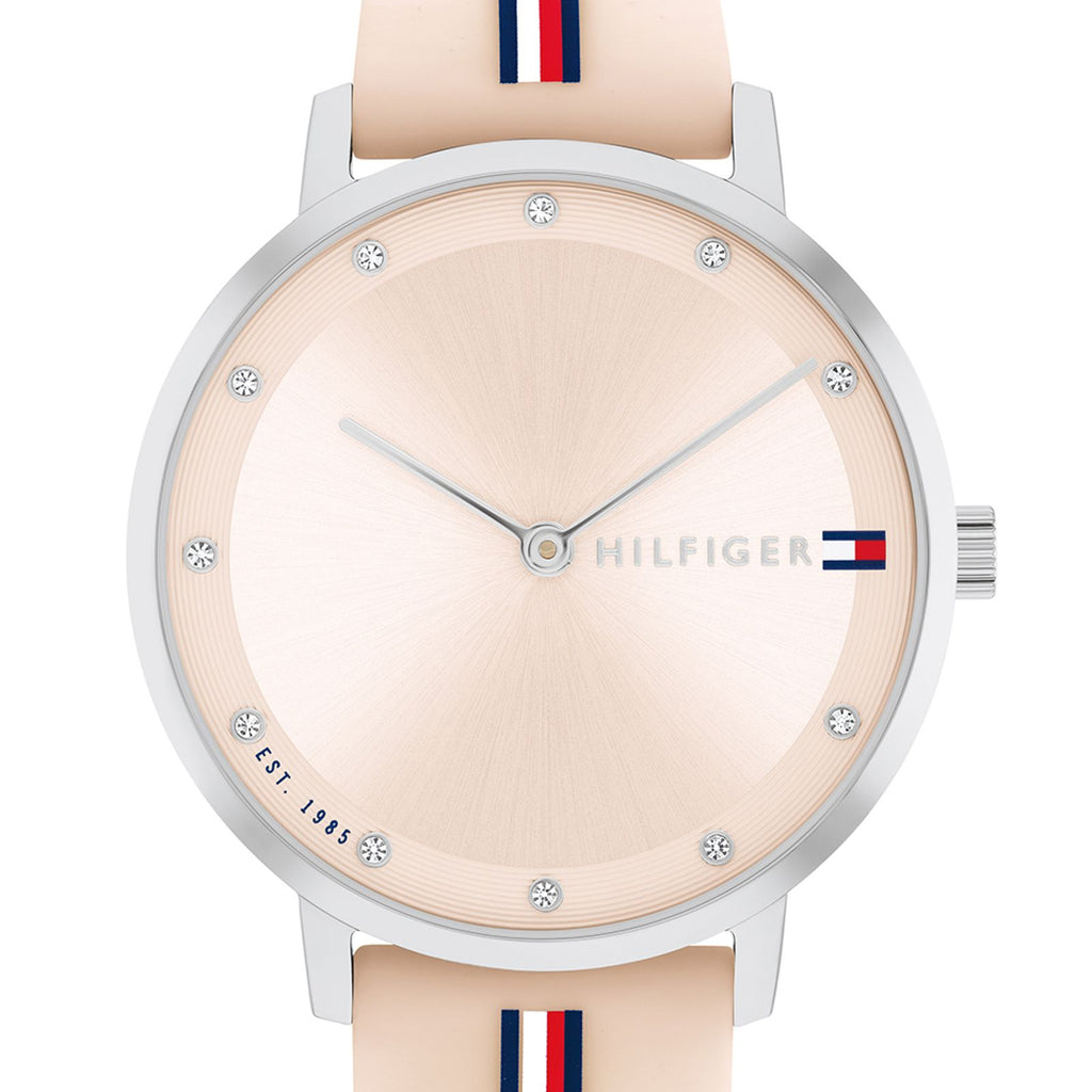 Relógio Feminino Tommy Hilfiger Borracha Rosa Com Listras