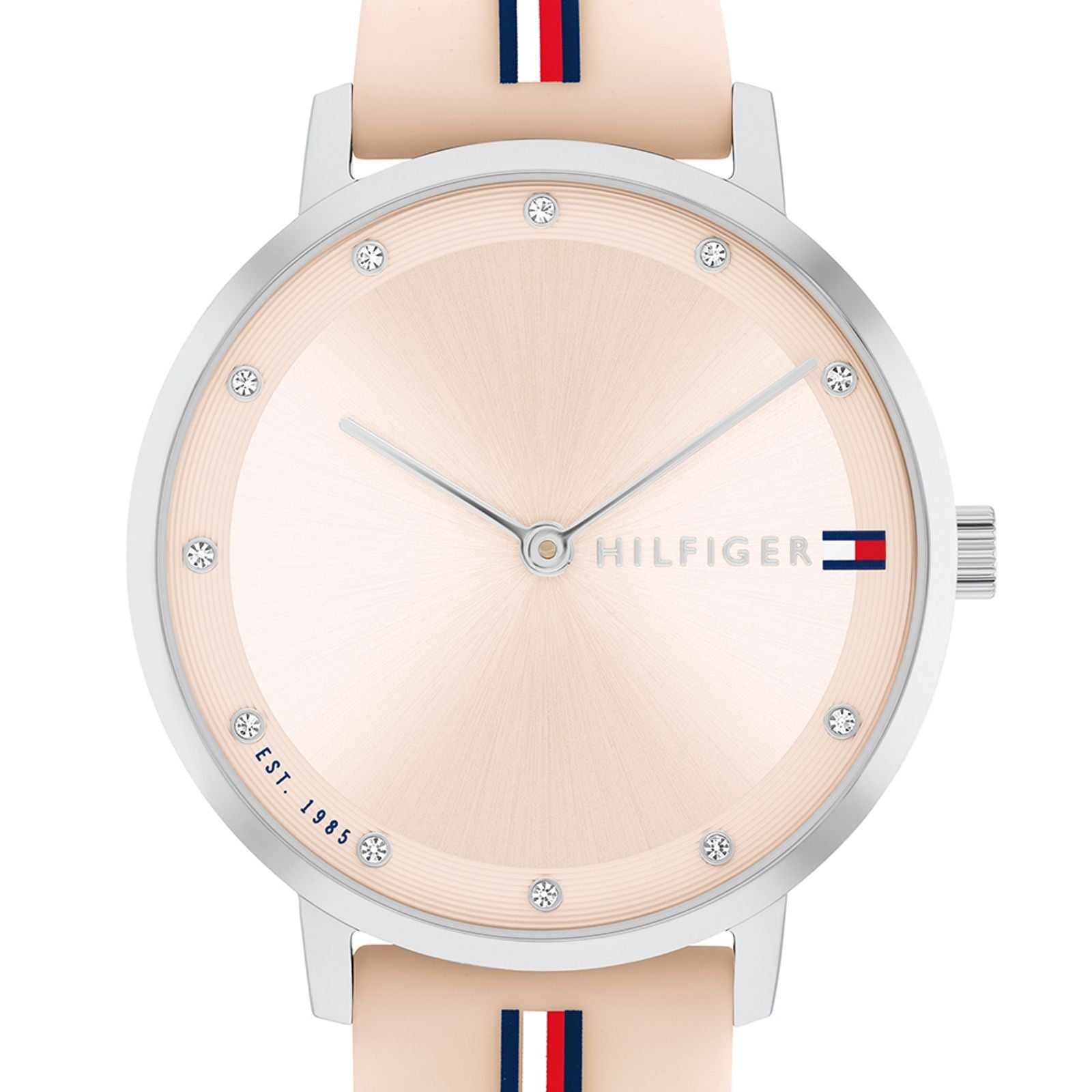 Relógio Feminino Tommy Hilfiger Borracha Rosa Com Listras
