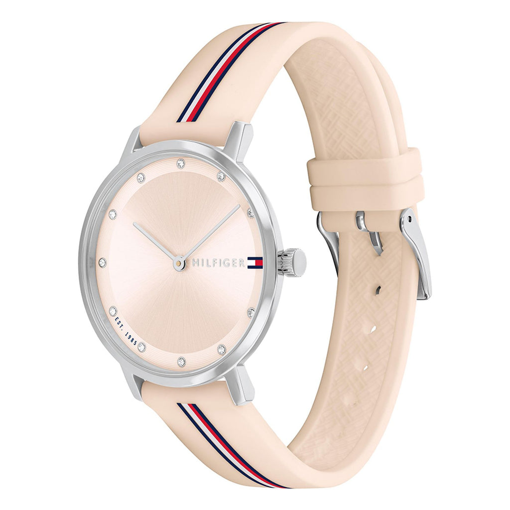 Relógio Feminino Tommy Hilfiger Borracha Rosa Com Listras