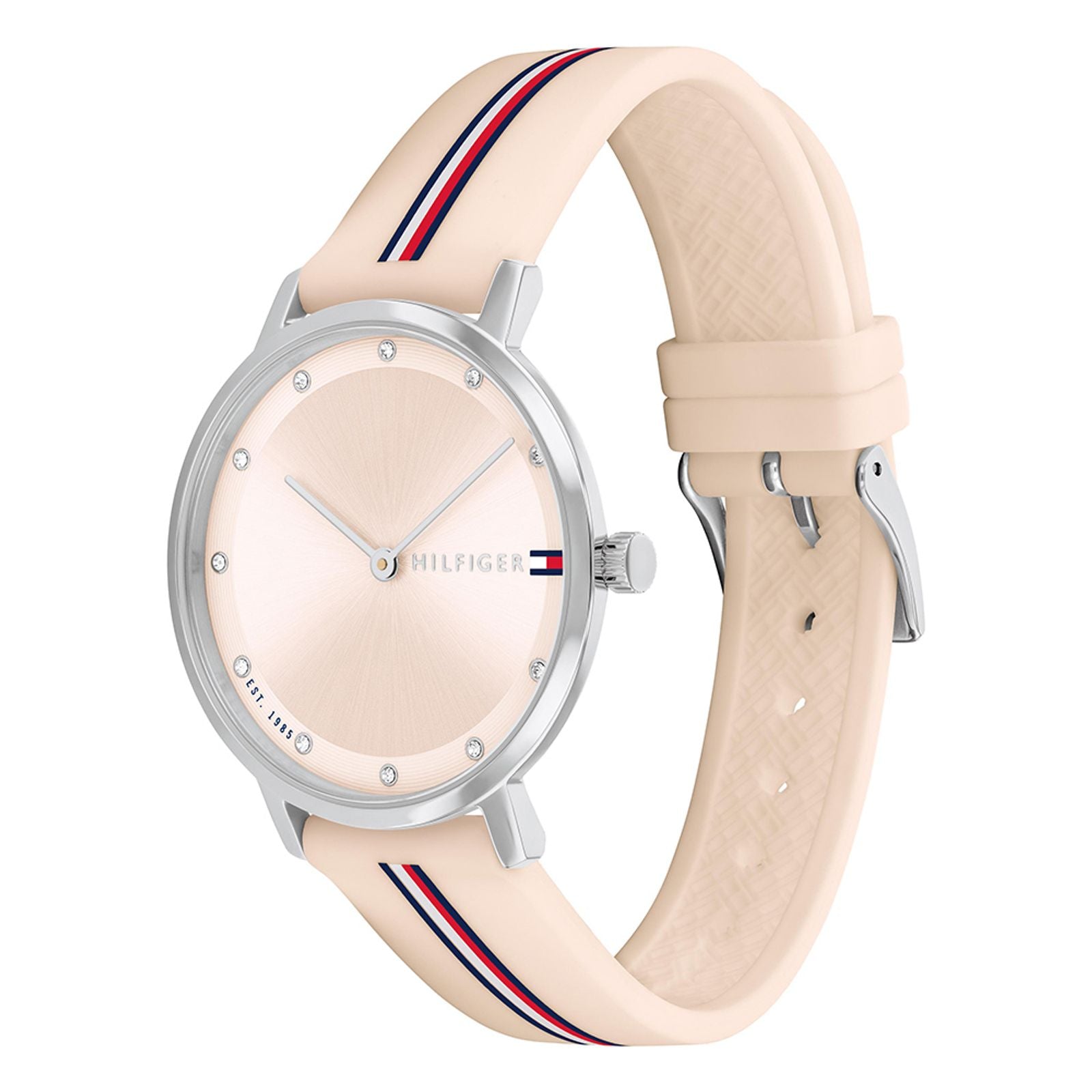 Relógio Feminino Tommy Hilfiger Borracha Rosa Com Listras