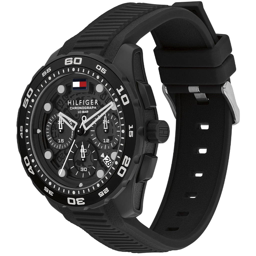 Relógio Tommy Hilfiger Masculino Preto TH Regatta em Borracha