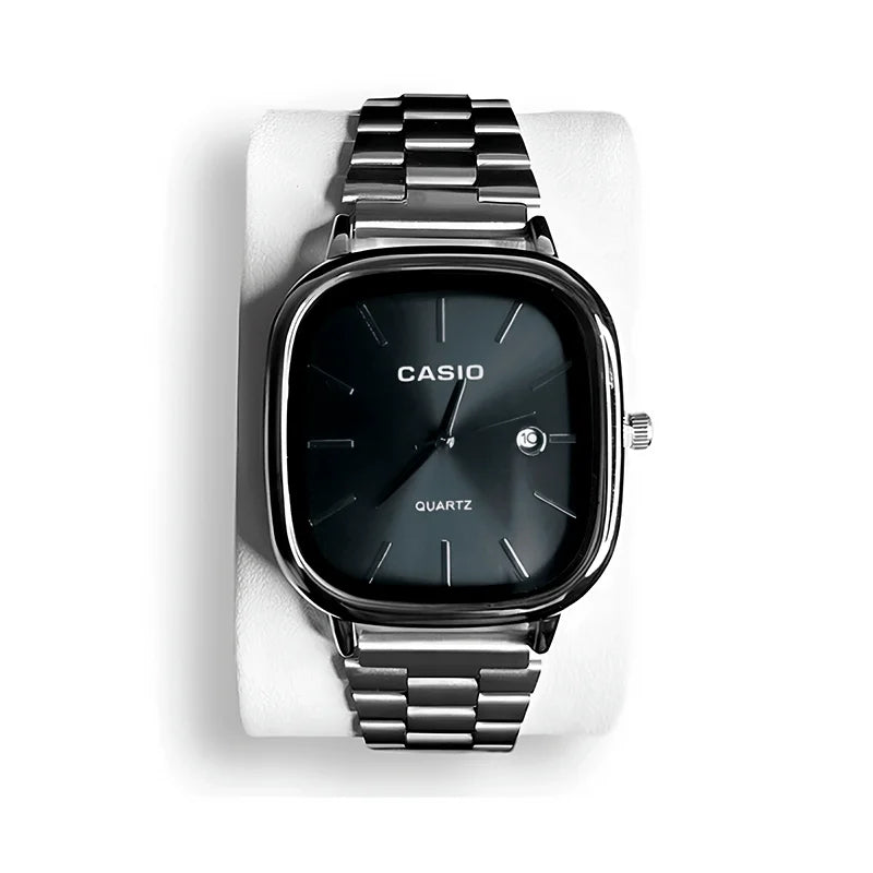 Relógio Masculino Vintage Quadrado Casio Black/Silver