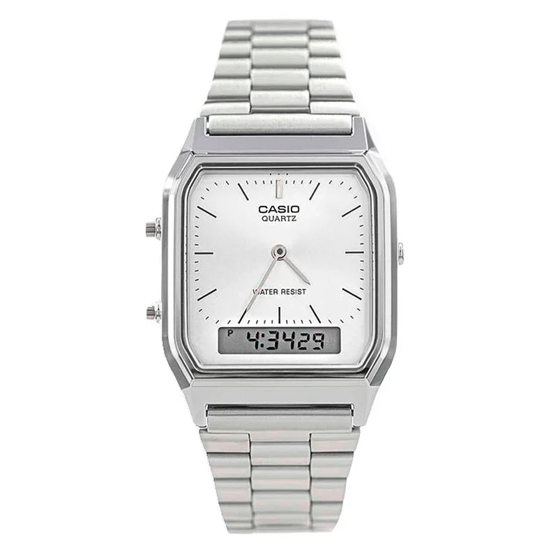 Relógio Retangular Masculino Casio Fundo Branco