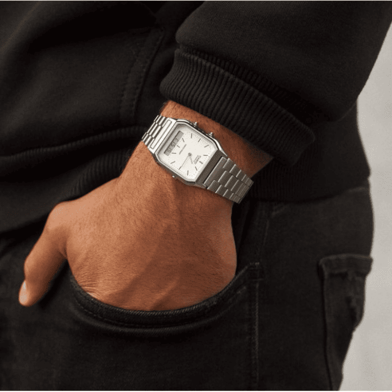 Relógio Retangular Masculino Casio Fundo Branco