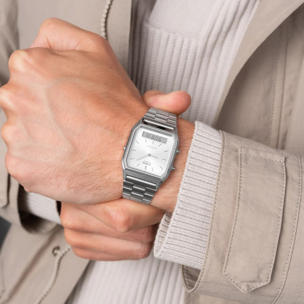 Relógio Retangular Masculino Casio Fundo Branco