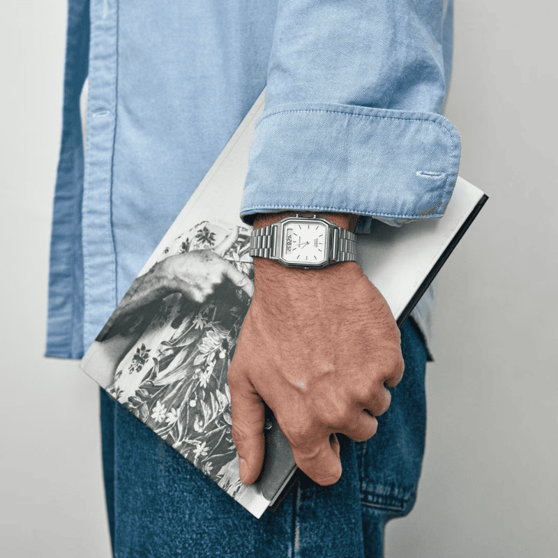 Relógio Retangular Masculino Casio Fundo Branco