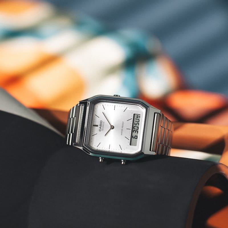 Relógio Retangular Masculino Casio Fundo Branco