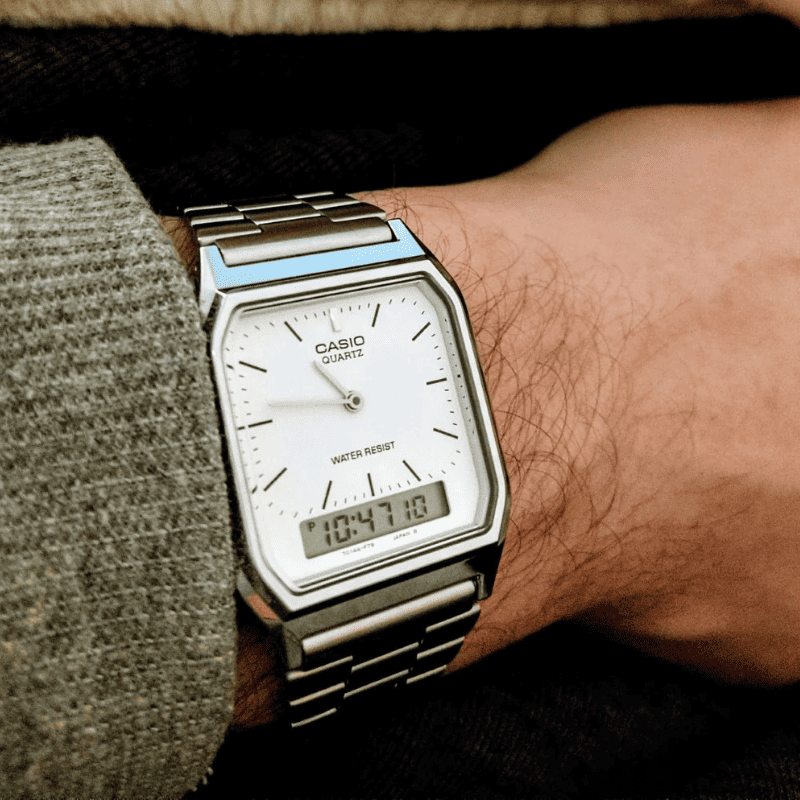 Relógio Retangular Masculino Casio Fundo Branco
