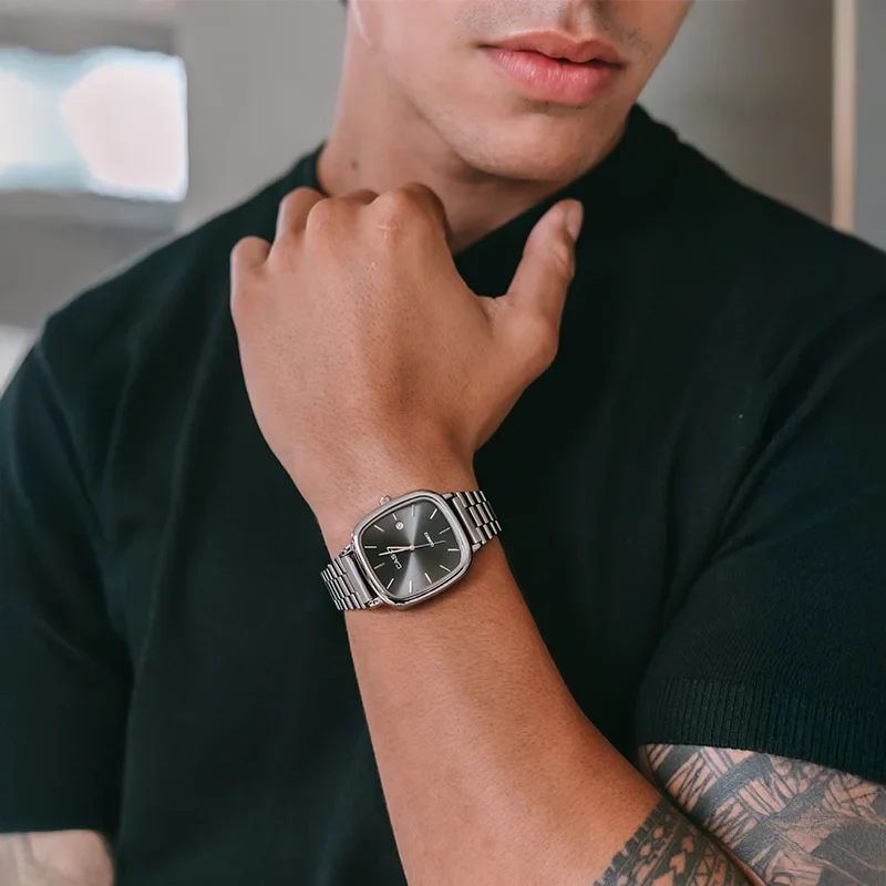 Relógio Masculino Vintage Quadrado Casio Black/Silver