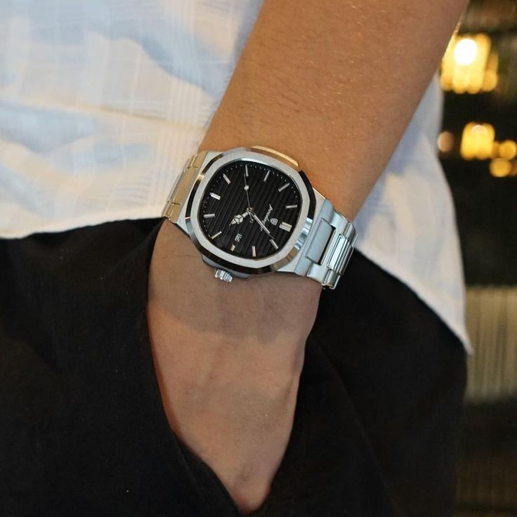 Relógio Casual Masculino Nautilus Prata/Preto