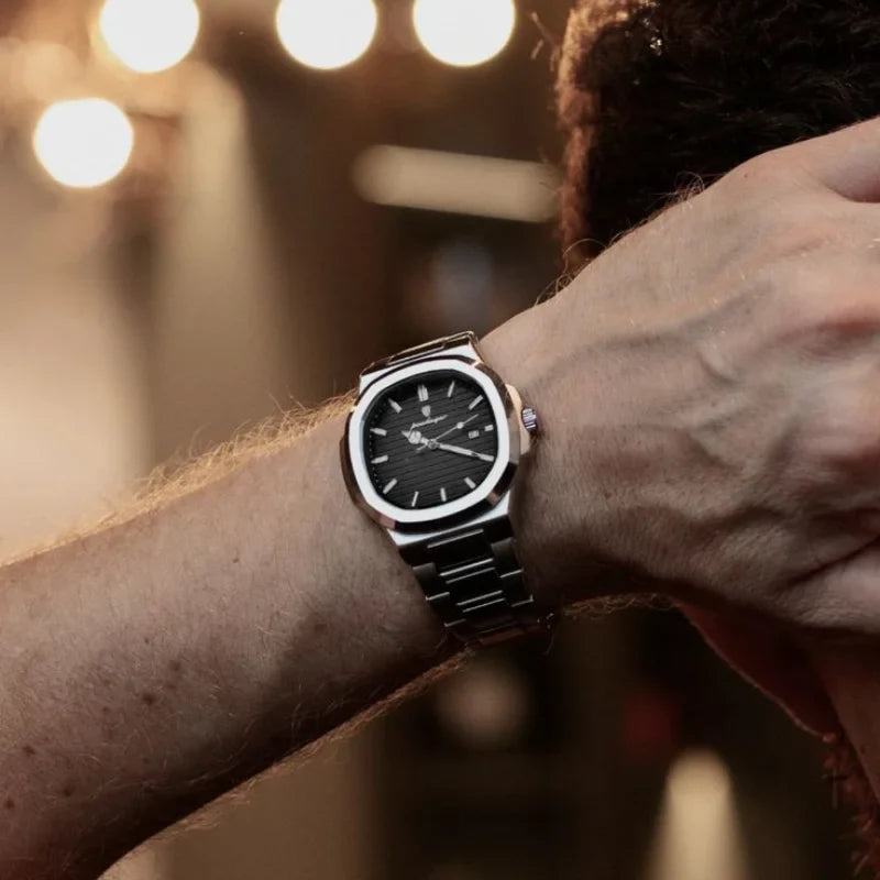 Relógio Casual Masculino Nautilus Prata/Preto
