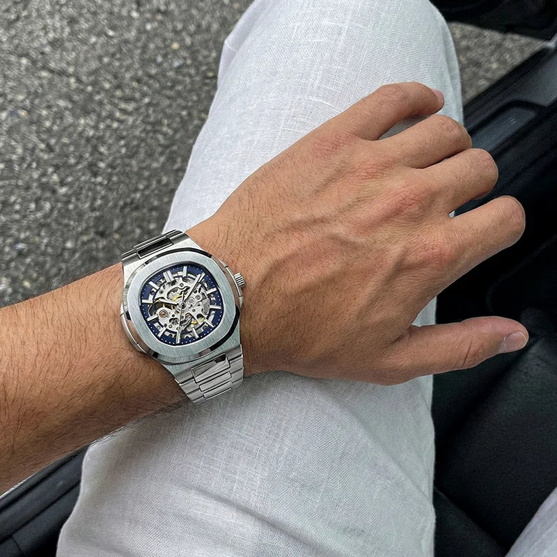 Relógio Masculino Prata Royal Skeleton