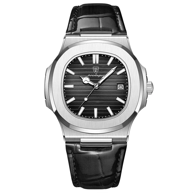 Relógio com Pulseira de Couro Masculino Nautilus Leather
