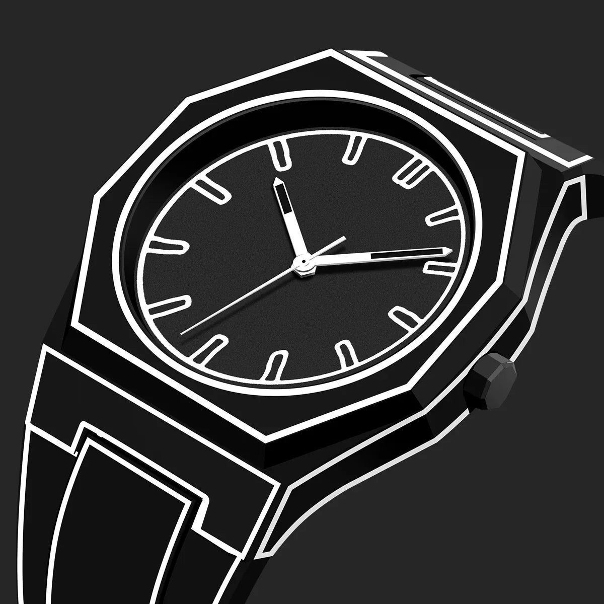 Relógio Minimalista Preto Kiva Skeleton