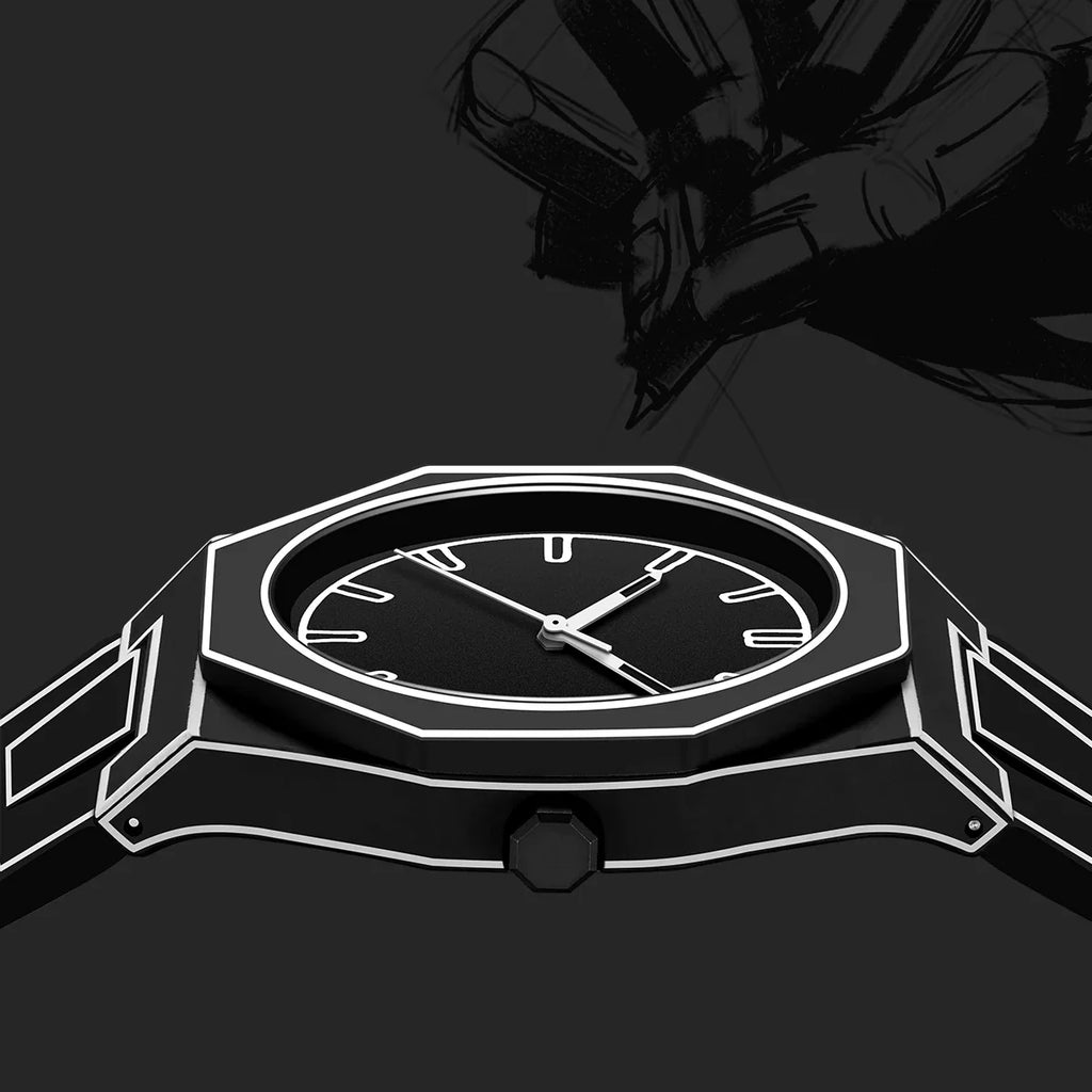 Relógio Minimalista Preto Kiva Skeleton
