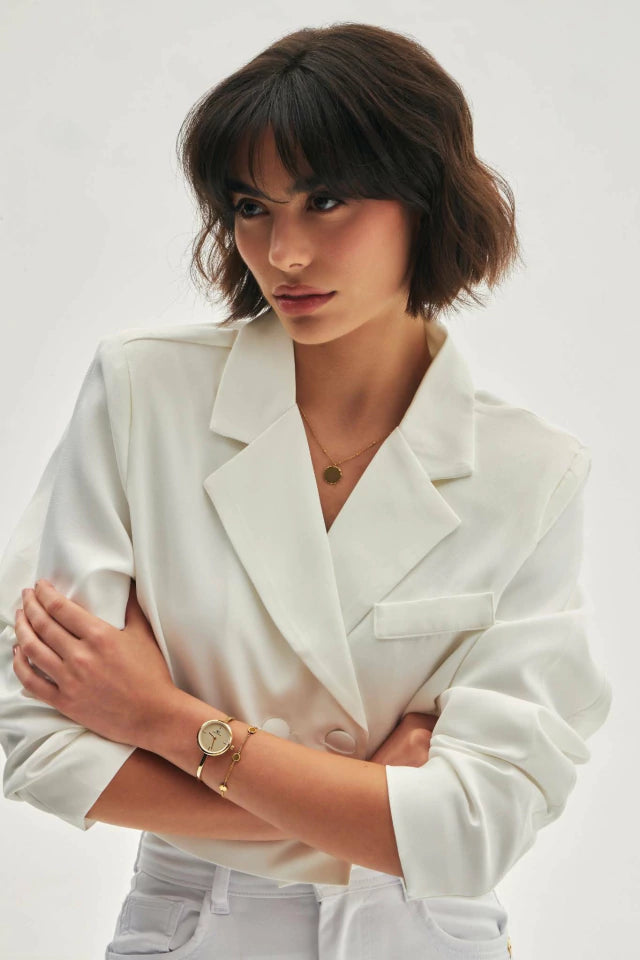Relógio Minimalista Feminino Bracelete Dourado