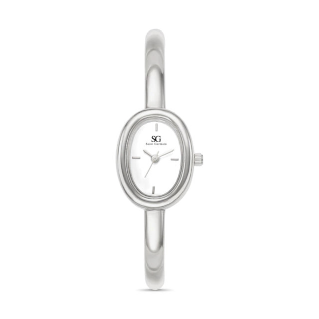 Relógio Prata Feminino Bracelete Oval Louvre
