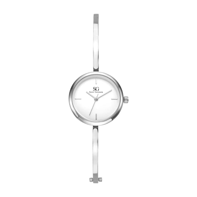 Relógio Minimalista Feminino Bracelete Prata