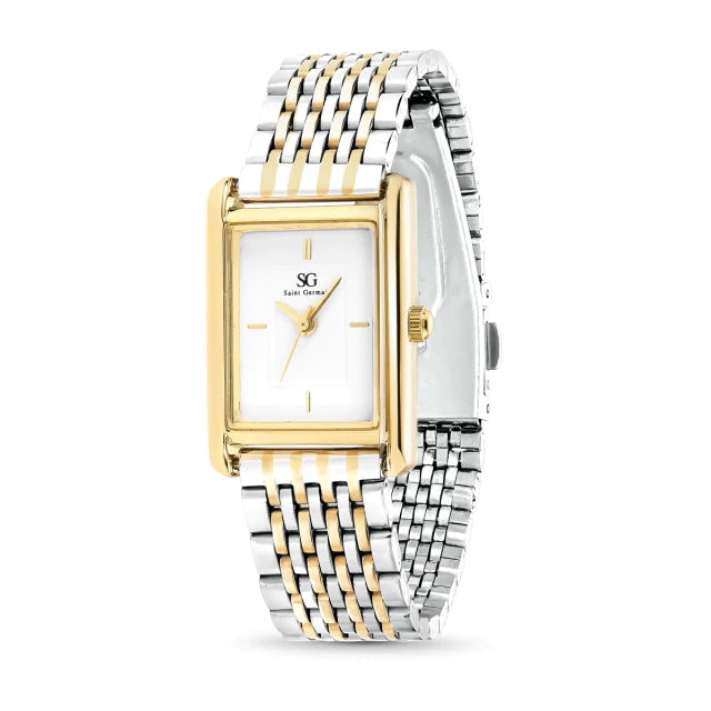 Relógio Dourado e Prata Feminino Square Astoria