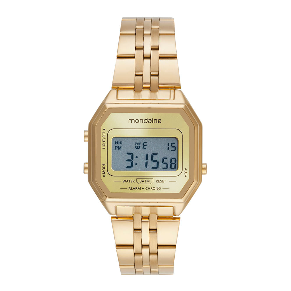 Relógio Digital Feminino Vintage Dourado