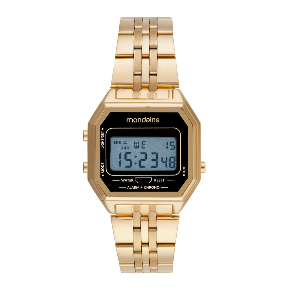 Relógio Digital Masculino Vintage Dourado