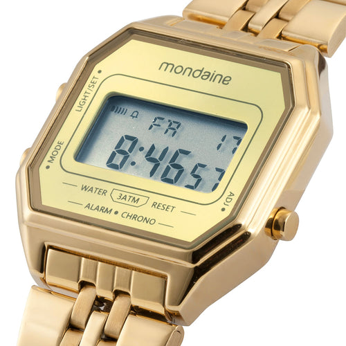 Relógio Digital Feminino Vintage Dourado