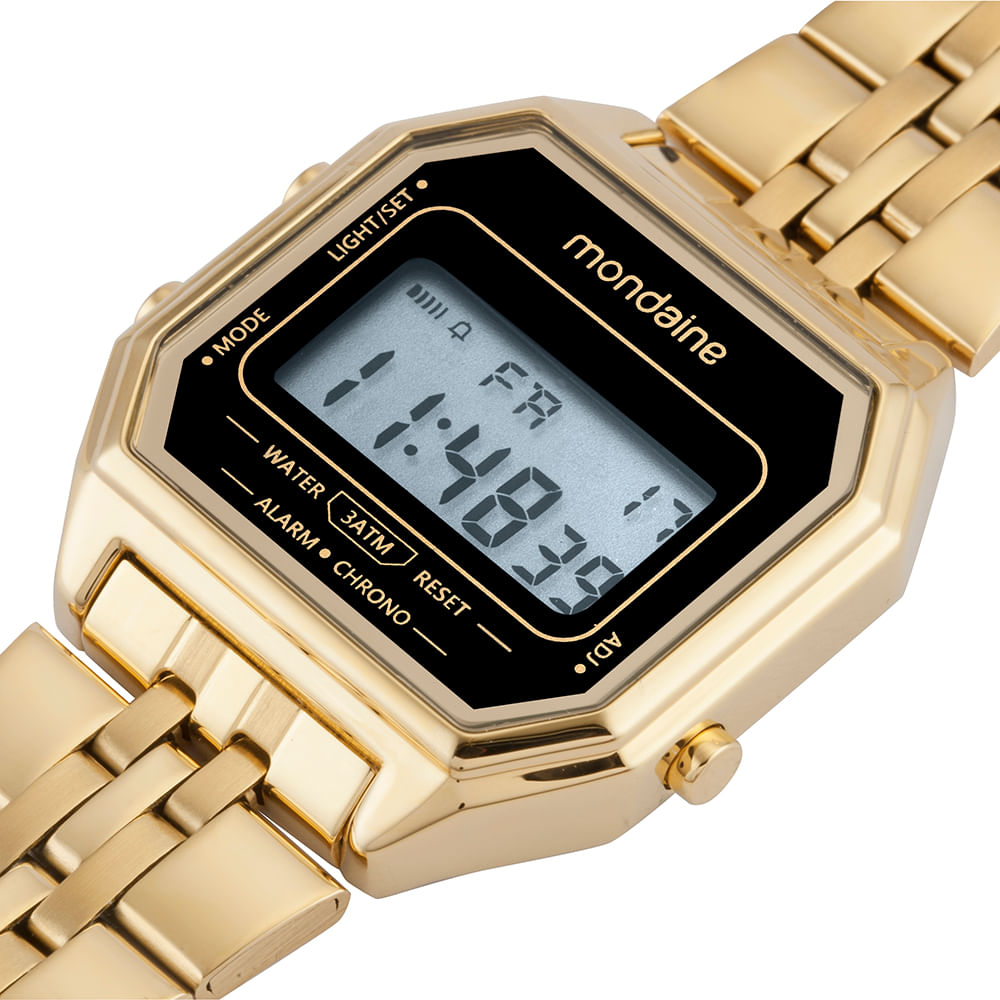Relógio Digital Masculino Vintage Dourado