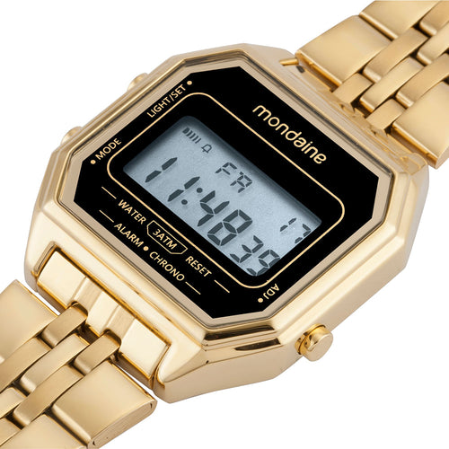 Relógio Digital Masculino Vintage Dourado