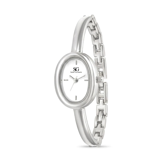 Relógio Prata Feminino Bracelete Oval Louvre