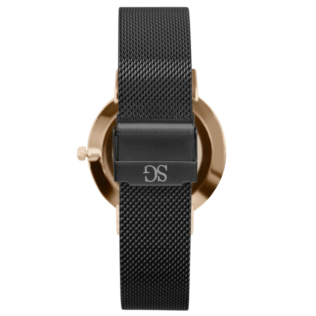 Relógio Feminino Preto Houston Rosé Gold 32mm