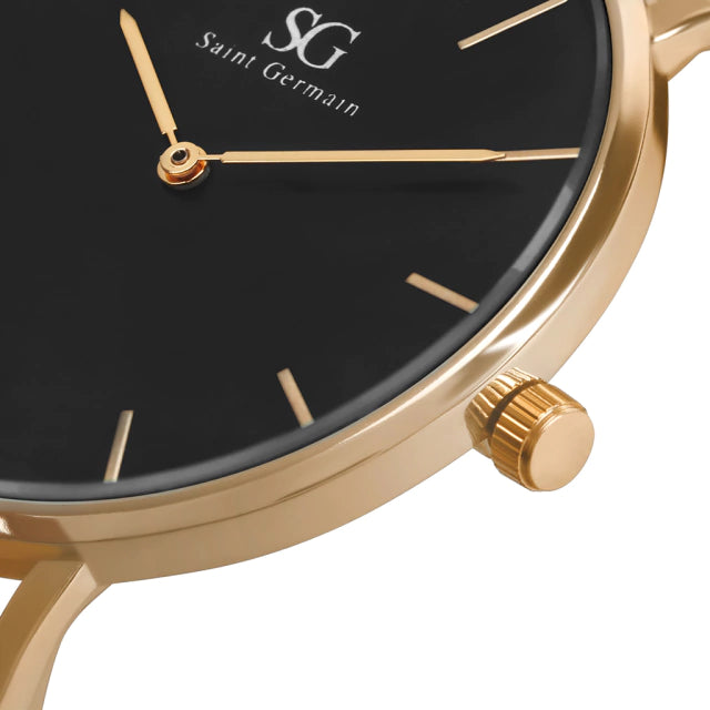 Relógio Feminino Preto Houston Rosé Gold 32mm