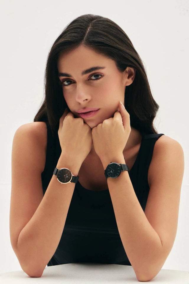 Relógio Feminino Preto Houston Rosé Gold 32mm