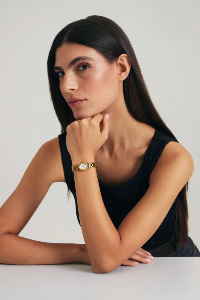 Relógio Feminino Fino Oval Bellevie Dourado